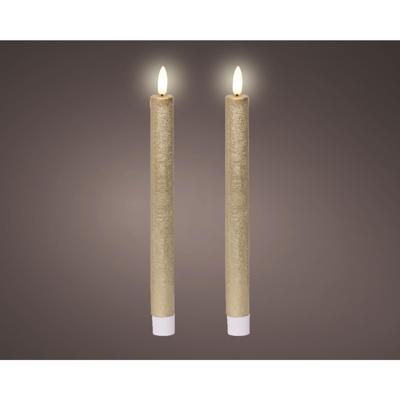 LED Dinerkaarsenset wax goud H24,5cm