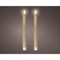 LED Dinerkaarsenset wax goud H24,5cm
