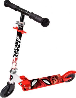 Marvel Spider Man 2 wiel kinderstep jongens aluminium rood