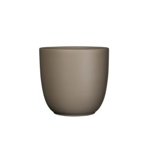 Bloempot - taupe bruin - mat - H9 x D10 cm - keramiek - voor kamerplant - plantenpot