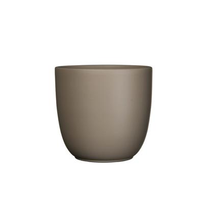 Bloempot - taupe bruin - mat - H9 x D10 cm - keramiek - voor kamerplant - plantenpot