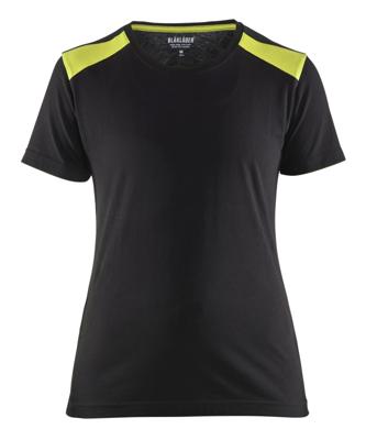 Blåkläder Dames T-Shirt 34791042 | Zwart/High-Vis Geel | Maat 3XL - 7330509696590