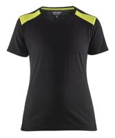 Blåkläder Dames T-Shirt 34791042 | Zwart/High-Vis Geel | Maat M - 7330509696613