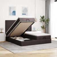 Ottoman bed met matrassen en LED's 180x200cm stof donkerbruin