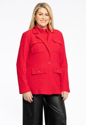 Yoek Blazer met zakken BOUCLE | Rood | Maat 42/44