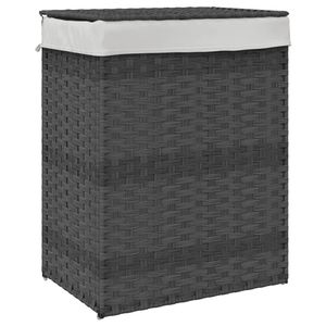 vidaXL Wasmand met deksel 46x33x60 cm poly rattan grijs