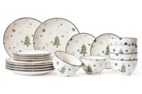 Cookinglife Serviesset - Kerstservies - Aardewerk - Groen 18-delig / 6 personen Cookinglife Serviesset - Kerstservies - Aardewerk - Groen 18-delig / 6 personen