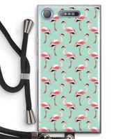 Flamingoprint groen: Sony Xperia XZ1 Transparant Hoesje met koord