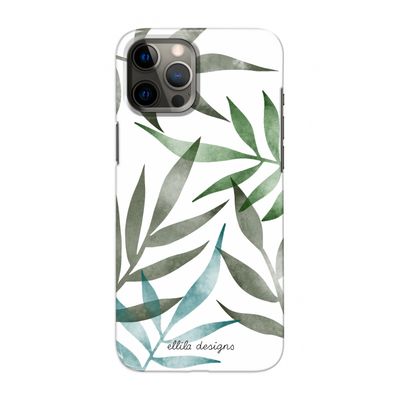 Tropical watercolor leaves: Volledig geprint iPhone 12 Pro Max Hoesje