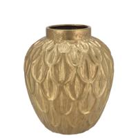 Bloemenvaas rond model - Boa - goud - veren/schub relief - 23 x 23 x 25 cm - modern