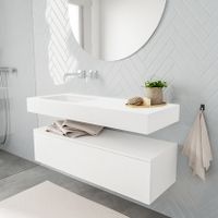 Mondiaz Alan badmeubel 120 cm talc 1 lade vrijhangend wastafel links zonder kraangat wit