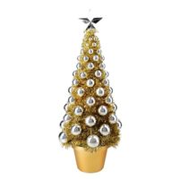 Complete mini kunst kerstboompje/kunstboompje goud/zilver met kerstballen 50 cm - thumbnail