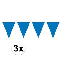3x Mini vlaggetjeslijn slingers verjaardag blauw   - - thumbnail