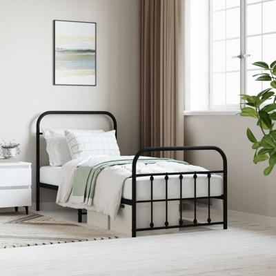 Bedframe met hoofd- en voeteneinde metaal zwart 90x190 cm