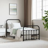 Bedframe met hoofd- en voeteneinde metaal zwart 90x190 cm