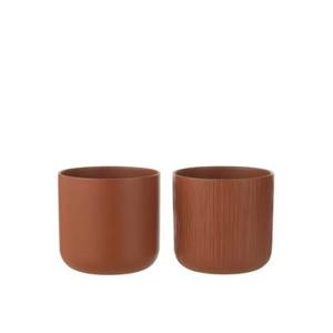 J-Line bloempot Gen - keramiek - bruin - large - 2 stuks - Ø 18.5 cm