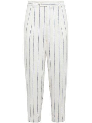 Brunello Cucinelli pantalon fuselé à ourlet retroussé - Blanc
