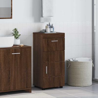 Badkamer Kast bruin eikenkleur 37 x 31.5 x 82 cm Bewerkt hout