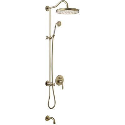 Regendouche set Tres Clasic | Inbouw | Mengkraan | 3-weg | Vintage | Messing mat
