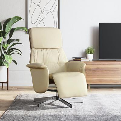 Fauteuil verstelbaar met voetensteun stof crmekleurig