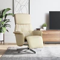 Fauteuil verstelbaar met voetensteun stof crmekleurig