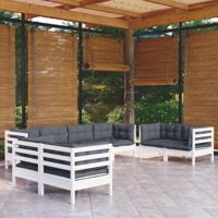 8-delige Loungeset met kussens massief grenenhout