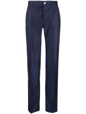 Corneliani t-shirt en laine vierge à logo brodé - Bleu