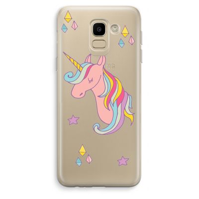 Roze eenhoorn: Samsung Galaxy J6 (2018) Transparant Hoesje