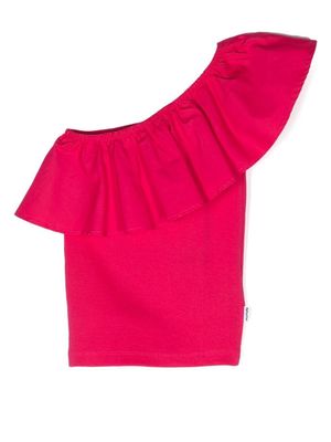 Molo haut volanté à design asymétrique à une épaule - Rose