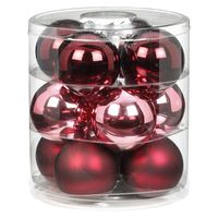12x Berry Kiss mix roze/rode glazen kerstballen 8 cm glans en mat   -
