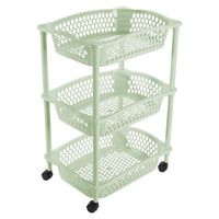 Keuken opberg trolleys/roltafels met 3 manden 62 cm mintgroen