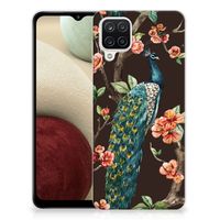 Samsung Galaxy A12 TPU Hoesje Pauw met Bloemen