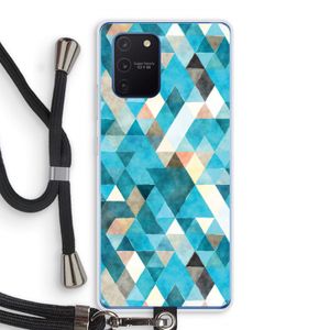 Gekleurde driehoekjes blauw: Samsung Galaxy Note 10 Lite Transparant Hoesje met koord