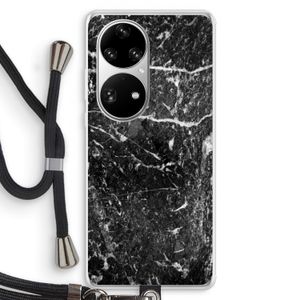 Zwart marmer: Huawei P50 Pro Transparant Hoesje met koord