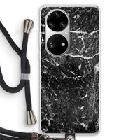 Zwart marmer: Huawei P50 Pro Transparant Hoesje met koord