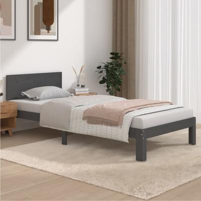 Bedframe massief grenenhout grijs 90x200 cm