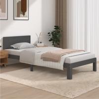 Bedframe massief grenenhout grijs 90x200 cm