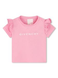 Givenchy Kids ruffled-detail cotton T-shirt - Rose