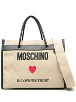 Moschino logo-embroidered canvas tote bag - Marron - thumbnail