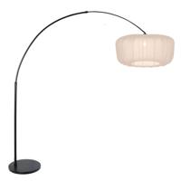 Steinhauer Zwarte booglampVela Lino met crème kap Ø60cm - 4564ZW