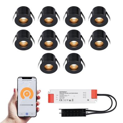 Set van 10 Olivia Smart LED Mini Inbouwspots - Veranda spots - 12V 3W 150lm - Dimbaar - Wifi & Bluetooth - 2700K - IP44 waterdicht - Zwart