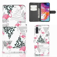 Samsung Galaxy A70 | Telefoonhoesje | Met pasjeshouder | Flamingo Triangle