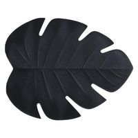 Placemat blad zwart vinyl 47 x 38 cm   - - thumbnail