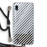 Strepen zwart-wit: Samsung Galaxy A10 Transparant Hoesje met koord