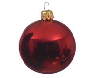 1 Glazen kerstbal glans 15 cm kerstrood - Decoris - thumbnail
