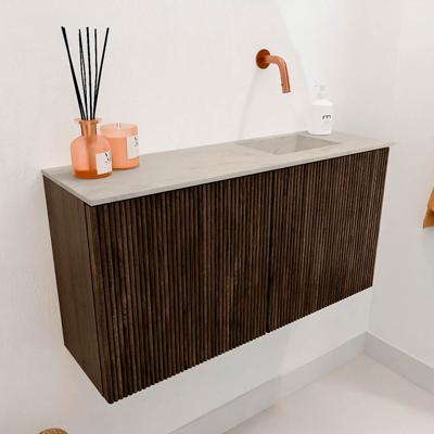 Toiletmeubel Mondiaz Joya Dlux | 80 cm | Meubelkleur Walnut | Faye wastafel Opalo Wasbak Rechts | Zonder kraangat(en)