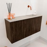 Toiletmeubel Mondiaz Joya Dlux | 80 cm | Meubelkleur Walnut | Faye wastafel Opalo Wasbak Rechts | Zonder kraangat(en)
