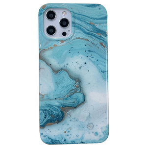 iPhone 12 Mini hoesje - Backcover - Softcase - Marmer - Marmerprint - TPU - Turquoise/Groen
