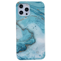 iPhone 12 Mini hoesje - Backcover - Softcase - Marmer - Marmerprint - TPU - Turquoise/Groen - thumbnail
