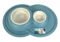 HAPPY PET MAD ABOUT PETS VOERBAK / DRINKBAK VOLCANO DUBBEL LICHTBLAUW